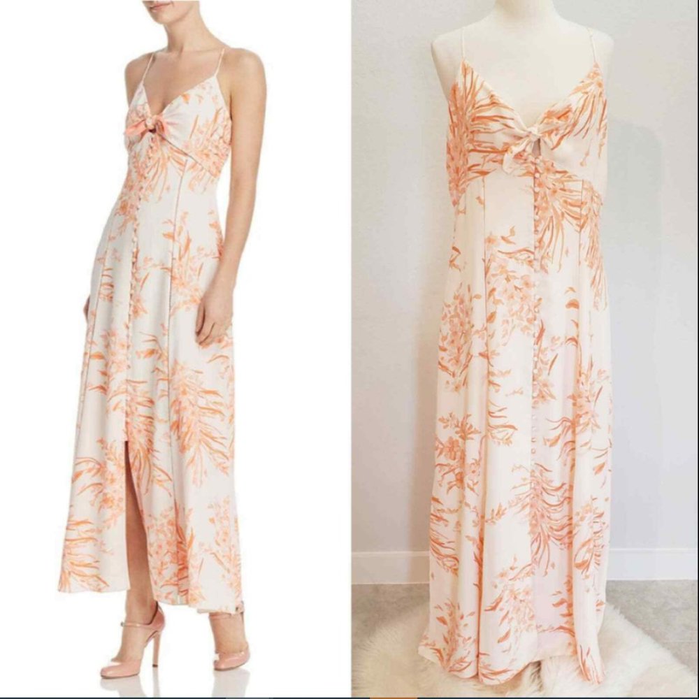 New Joie Midi Dress Almona Peach Floral XS